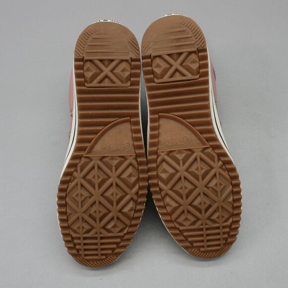 Converse Ladies 8.5 Chuck Taylor All Star Hiker Boots Pink Leather Sherpa Shoes - Picture 9 of 12